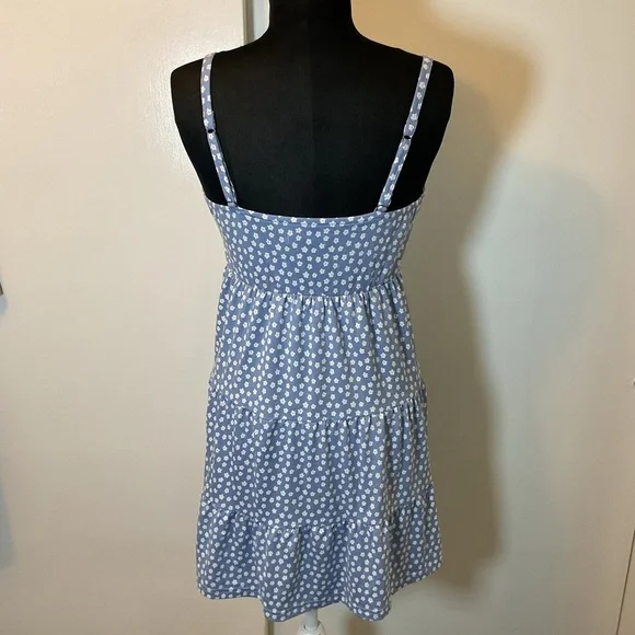 10. Hollister Blue and White Floral Sleeveless Mini Dress Size Small - Picture 8 of 9